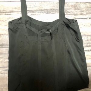 DKNY deep hunter green satin straps blouse, size 8